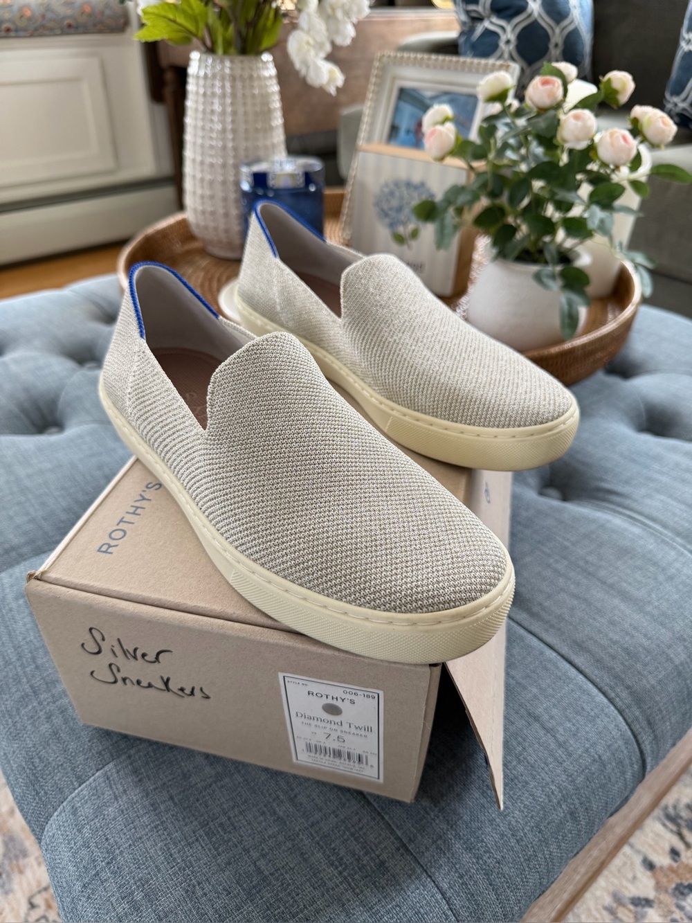 EUC!  ROTHY'S Diamond Twill Slip On Sneaker ~ Women's Size 7.5 - Picture 3 of 5